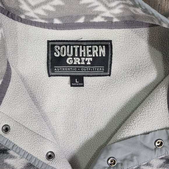 Southern Grit Western Aztec Women's Pullover Fleece 1/4 Button Large Gray - Picture 3 of 7